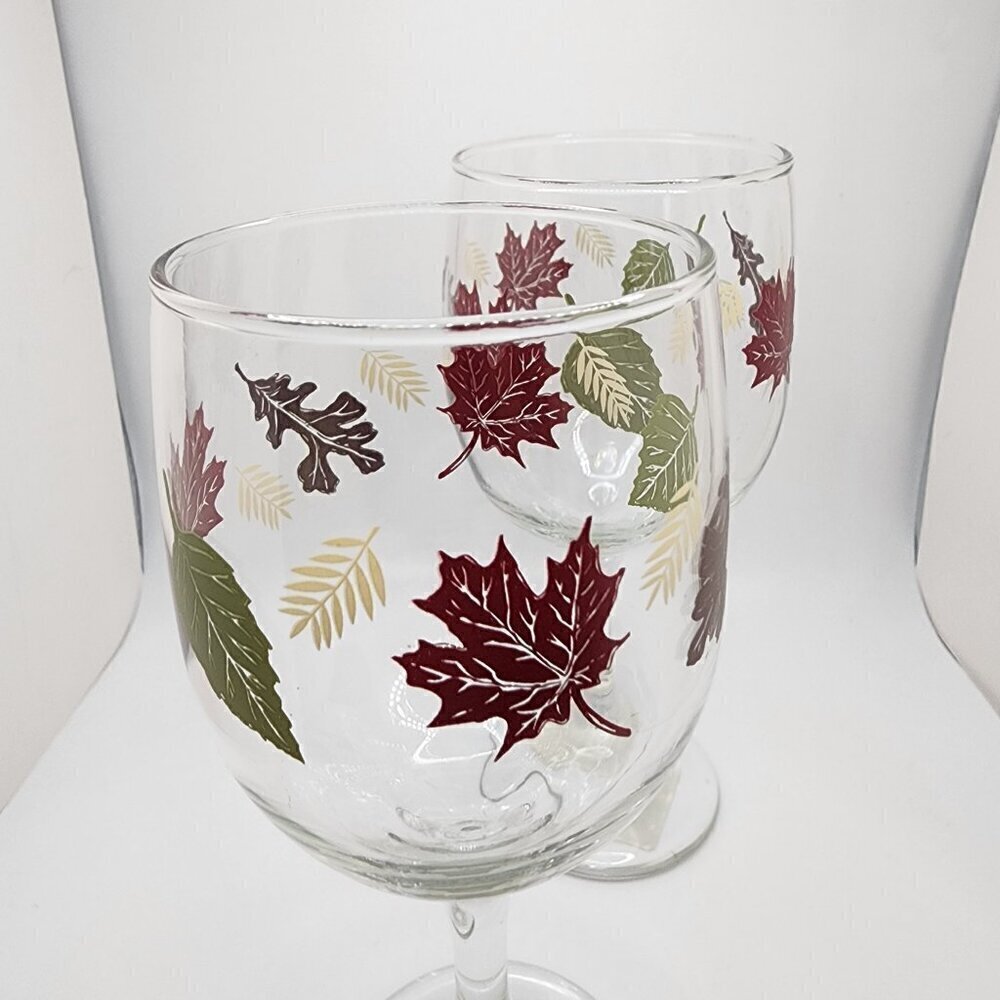Set of 2 "Fall Leaves" Wine Glasses - Picture 4 of 8